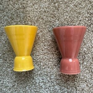Pair of Homer Laughlin HARLEQUIN double egg cups